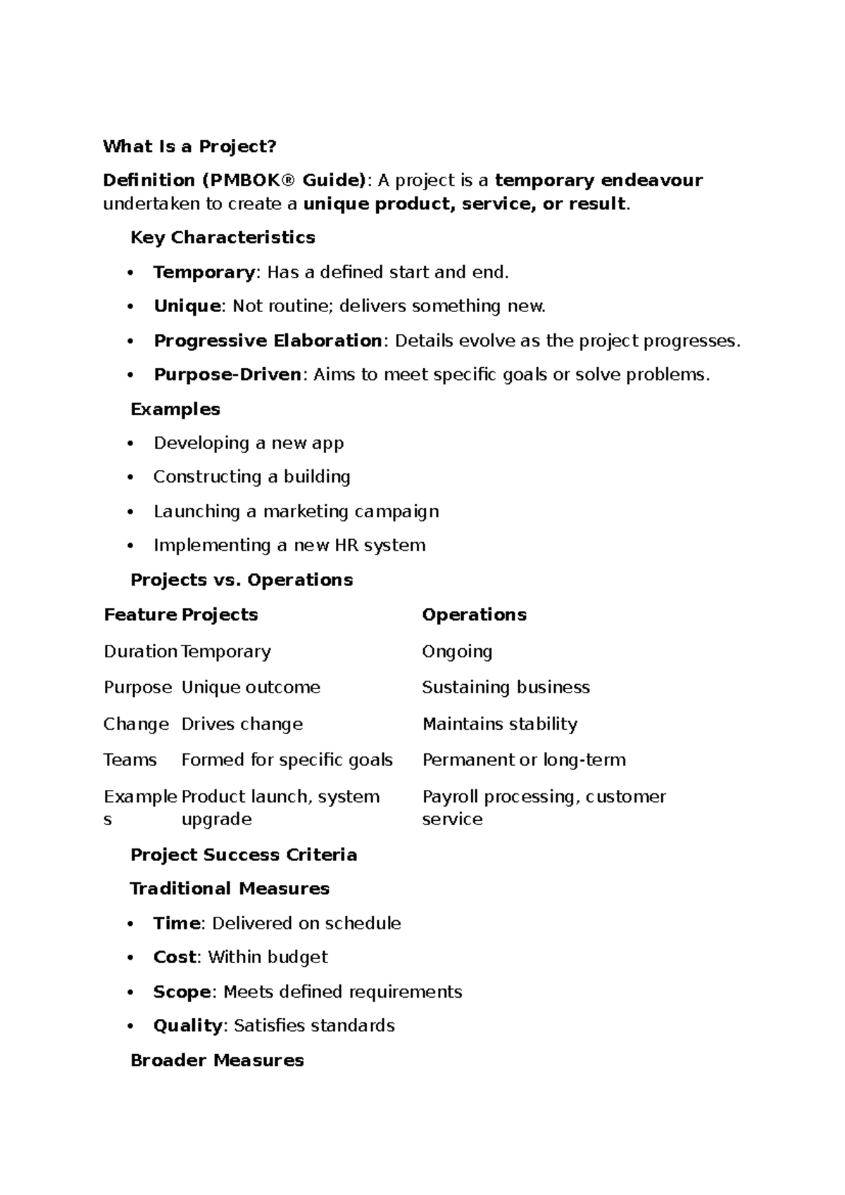 Module 1 Notes: Understanding Project Fundamentals and Management - Studocu