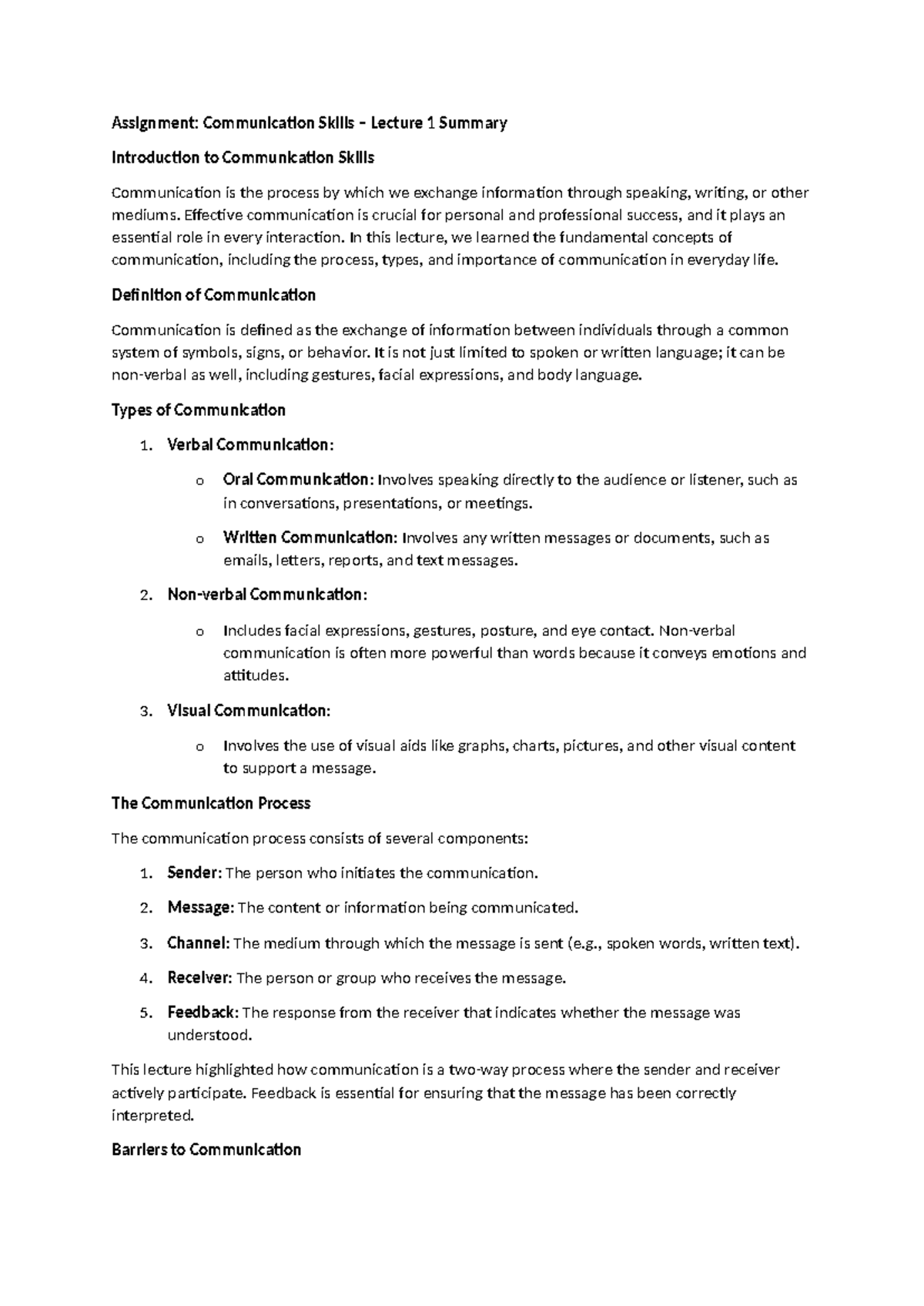 Comm Skills - Lecture 1: Overview of Communication Process & Types ...