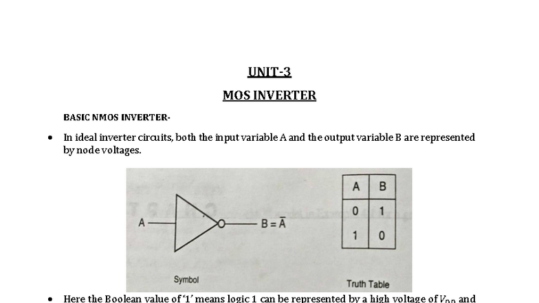 VLSI Part-III: NMOS Inverter Basics and CMOS Logic Design - Studocu