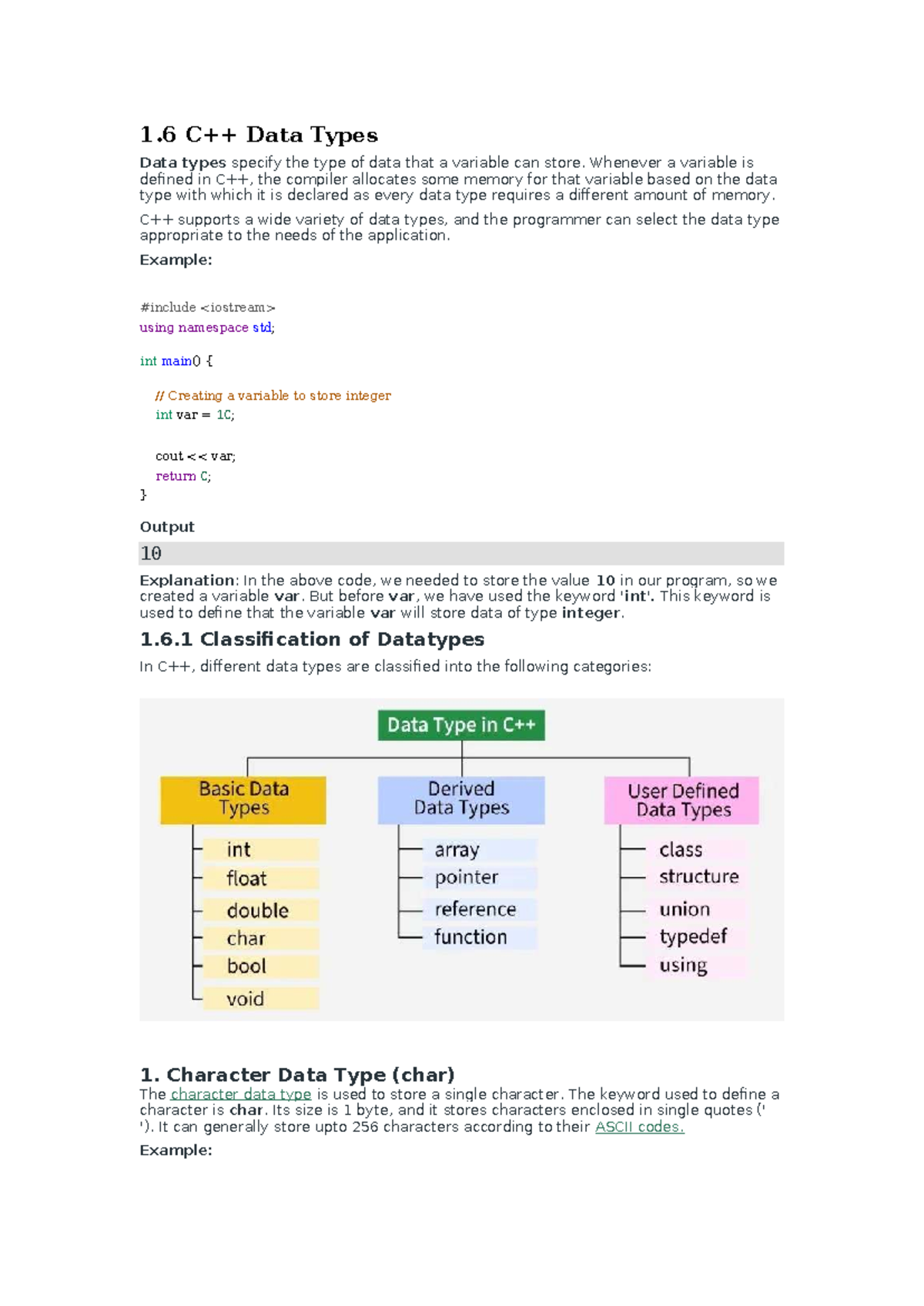 Data Types Overview for CS 2025: Memory Allocation & Usage - Studocu