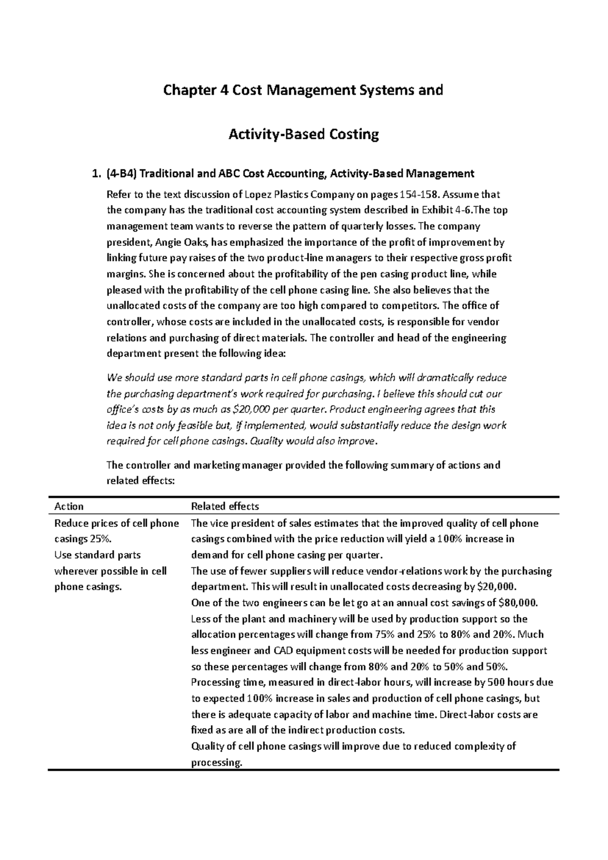 Cost Management Systems: Chp 4 ABC Analysis & Evaluations - Studocu