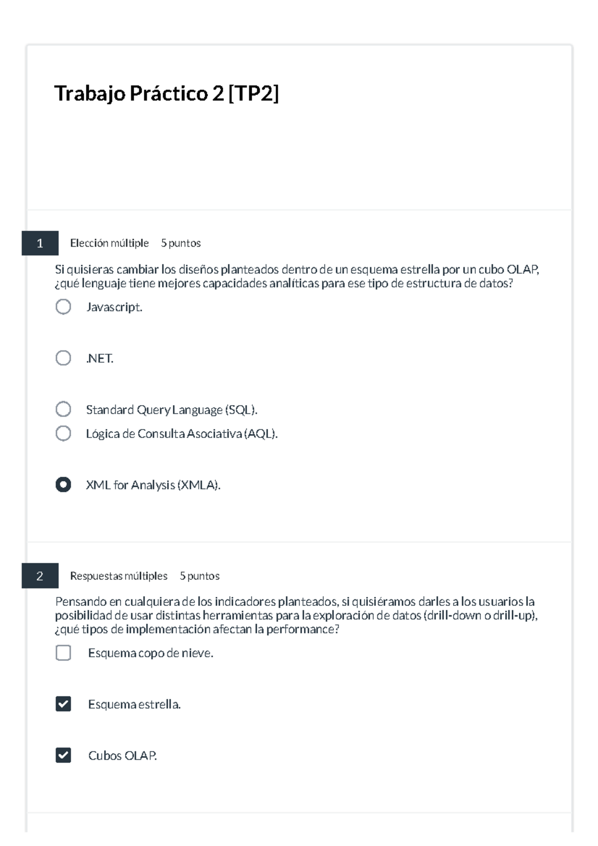 Trabajo Práctico 2 [TP2]: Análisis de Esquemas OLAP y KPI - Document Preview