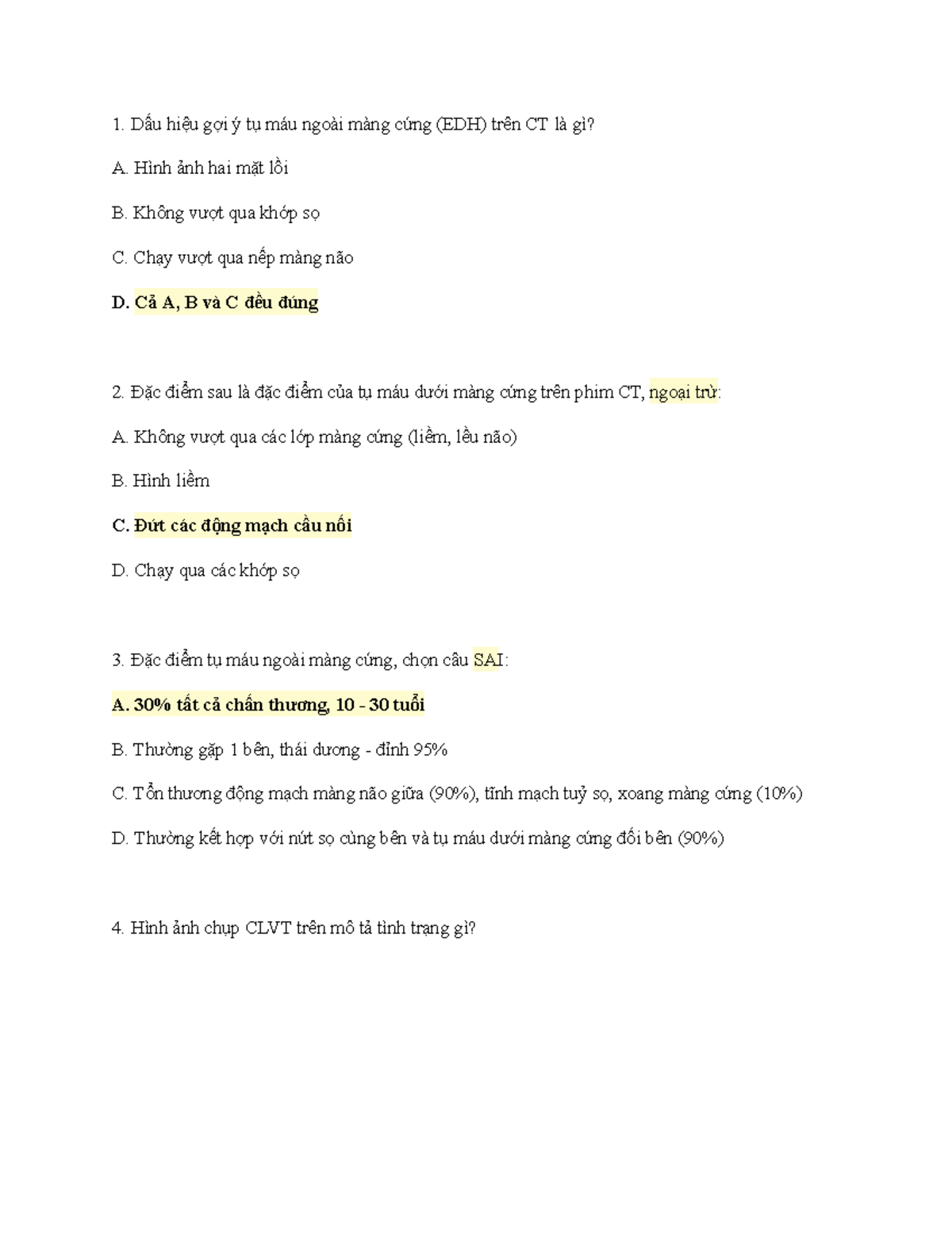 Y2021 CDHA TRẮC NGHIỆM CT SCAN CẤP CỨU VỀ TỤ MÁU NÃO - Document Preview