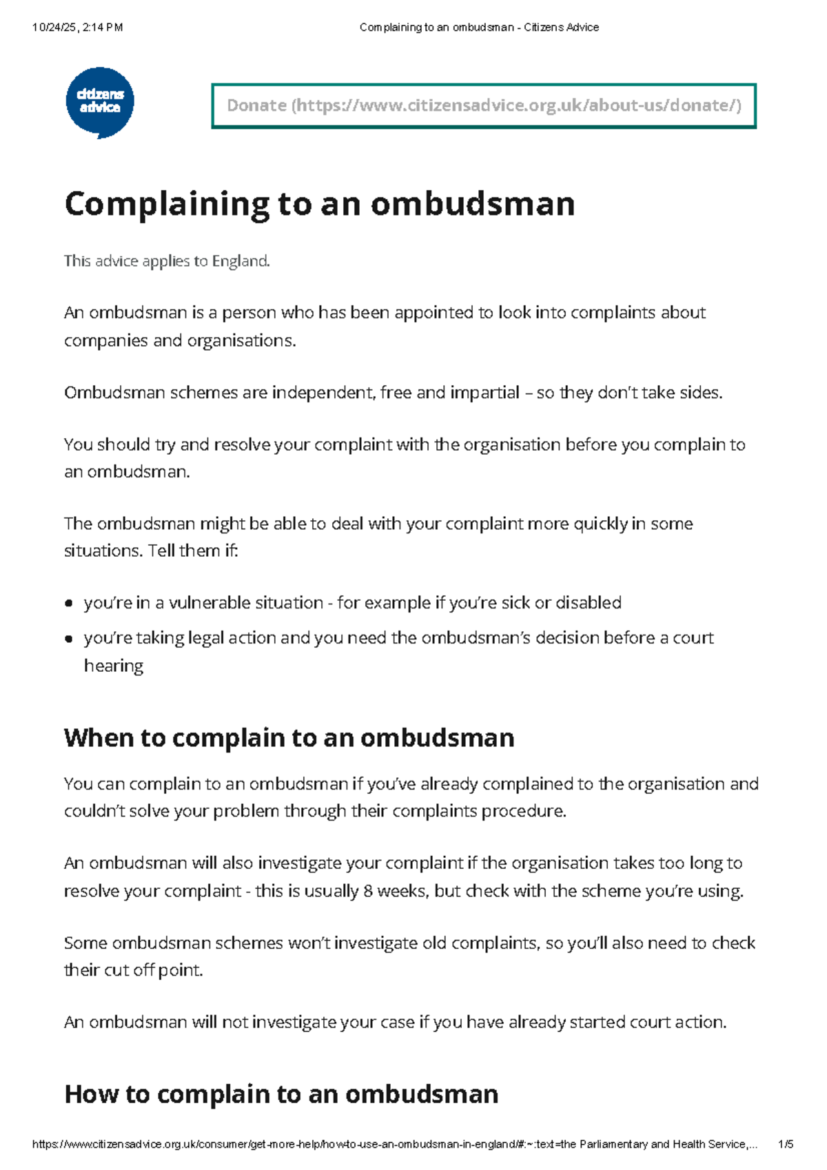 Complaining to an Ombudsman: A Guide for Consumers - Studocu