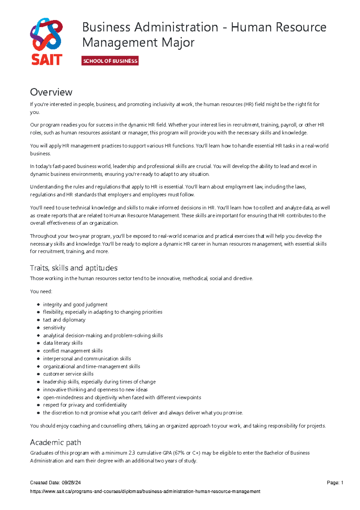 Business Administration - Human Resource Management Major - Our program ...