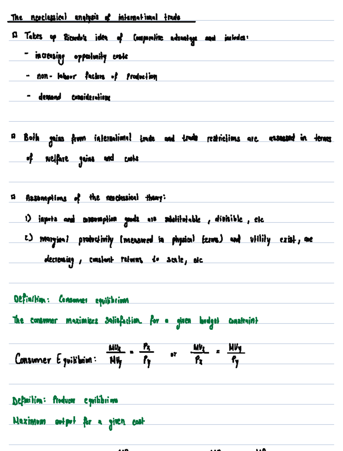IT 5 - Neoclassical Analysis of International Trade Notes - Studocu
