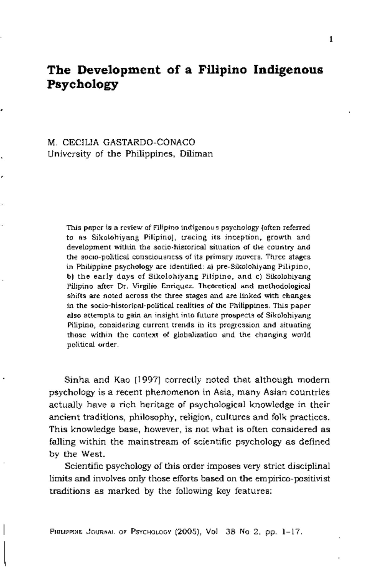 The Development and Evolution of Filipino Indigenous Psychology (PSY ...