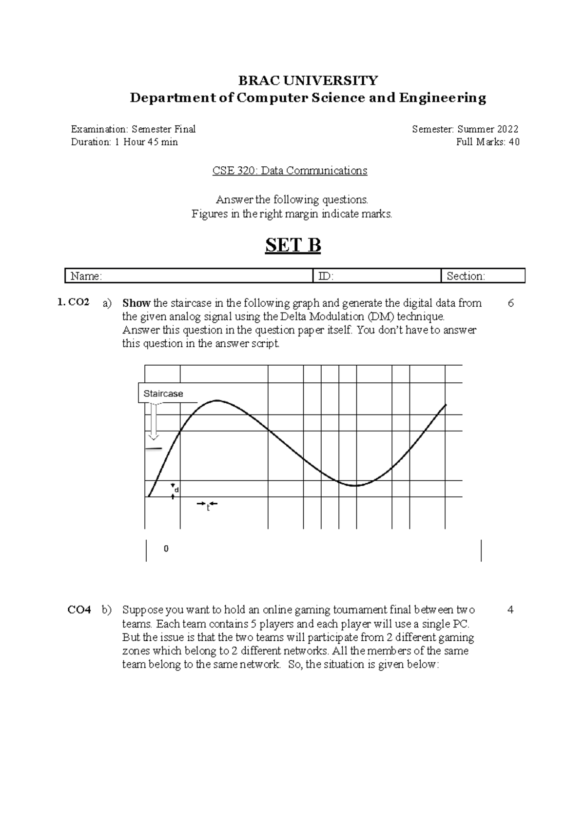320Final BSummer 22 - cse320 final assignment - BRAC UNIVERSITY ...