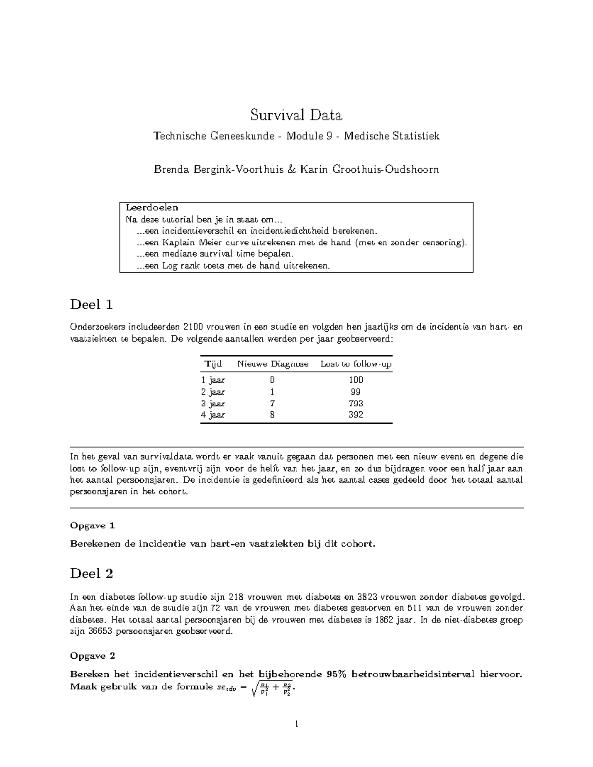 Tutorial Med Stat 10: Analyzing Survival Data & Key Calculations ...