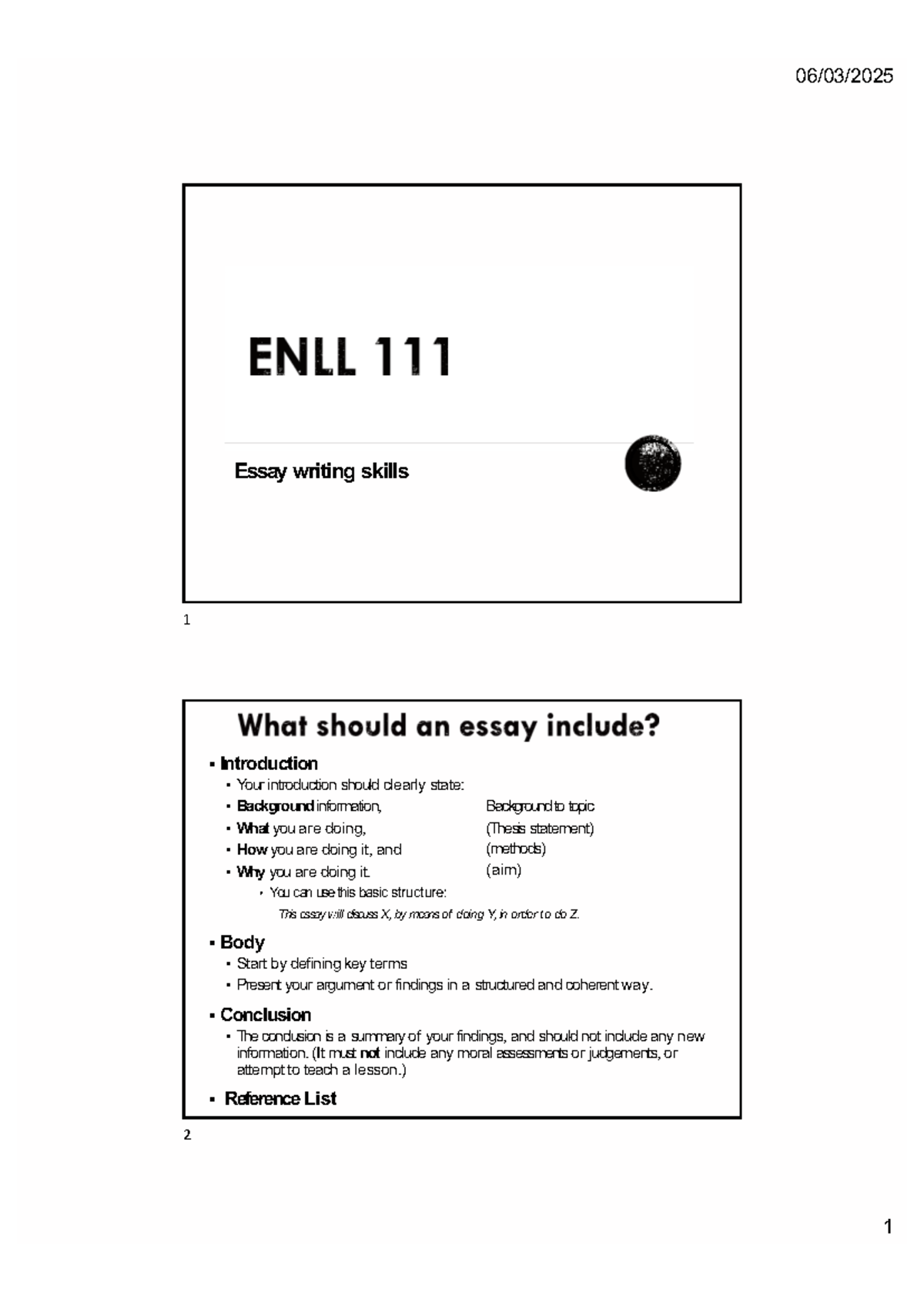 2025 ENLL 111 Essay Writing Skills: A Comprehensive Guide - Studocu