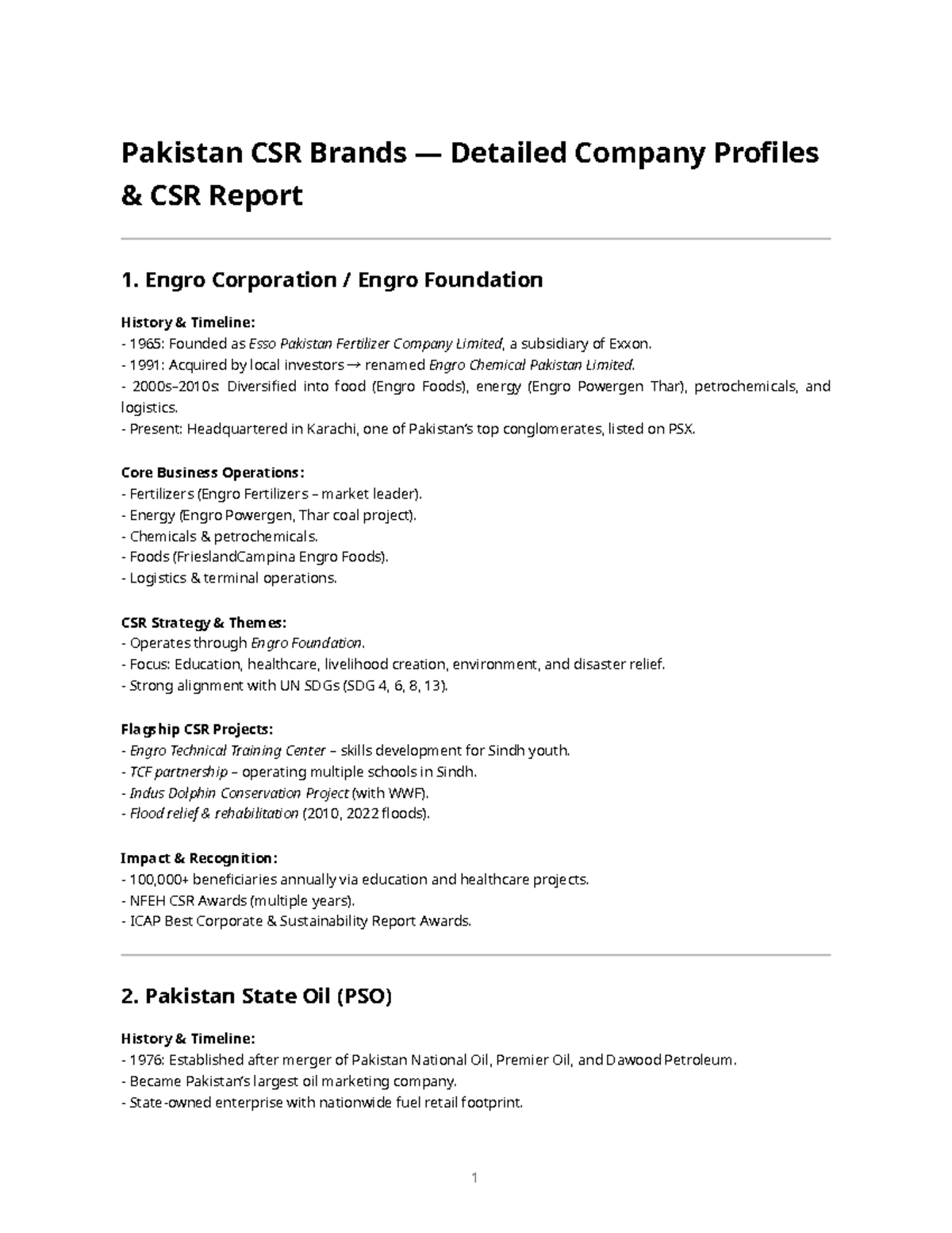 Pakistan CSR Brands Company Profiles & CSR Report: Engro, PSO, Lucky ...