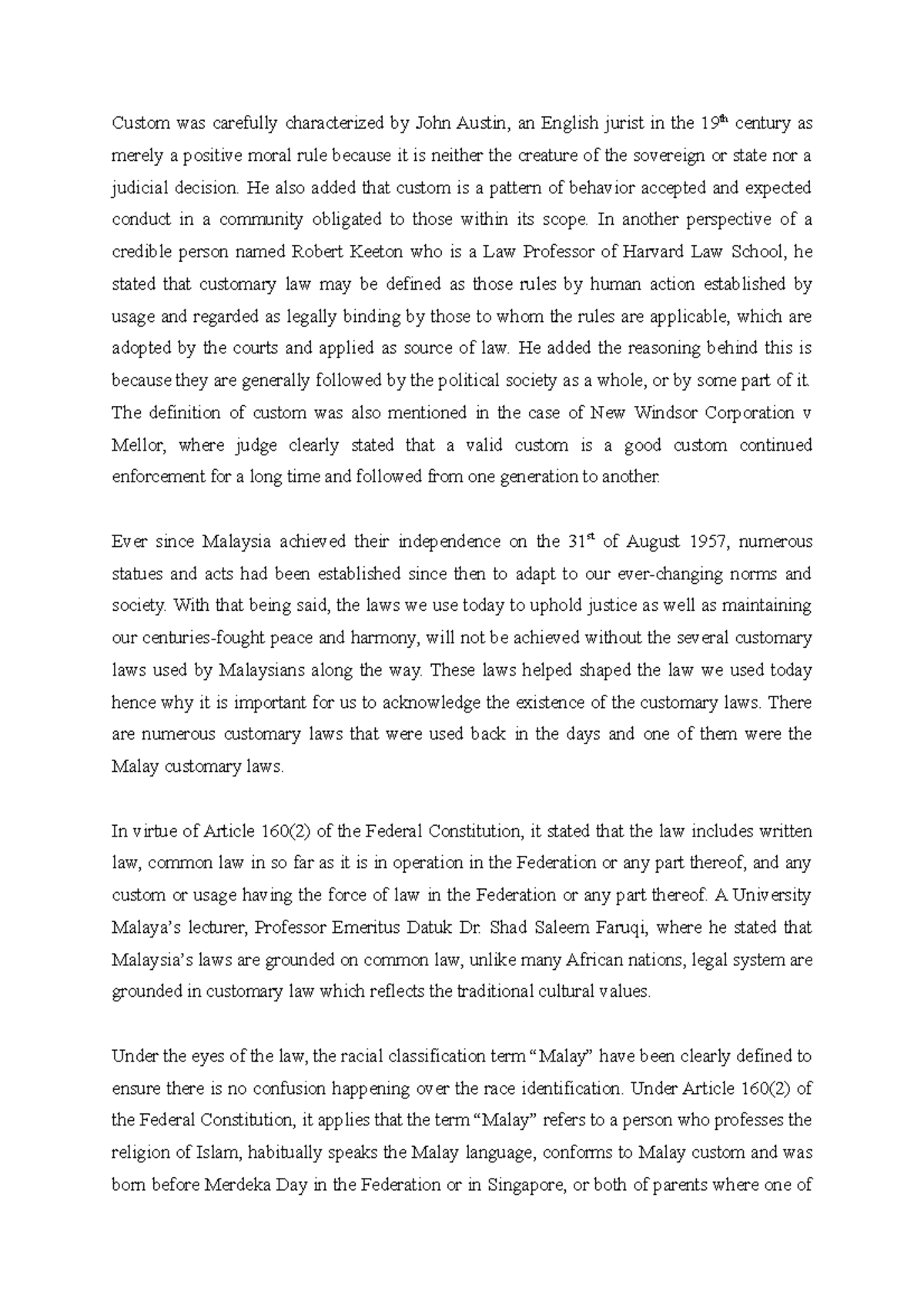 Malay Customary Law: Insights on Adat and Legal Perspectives (MLH Essay ...