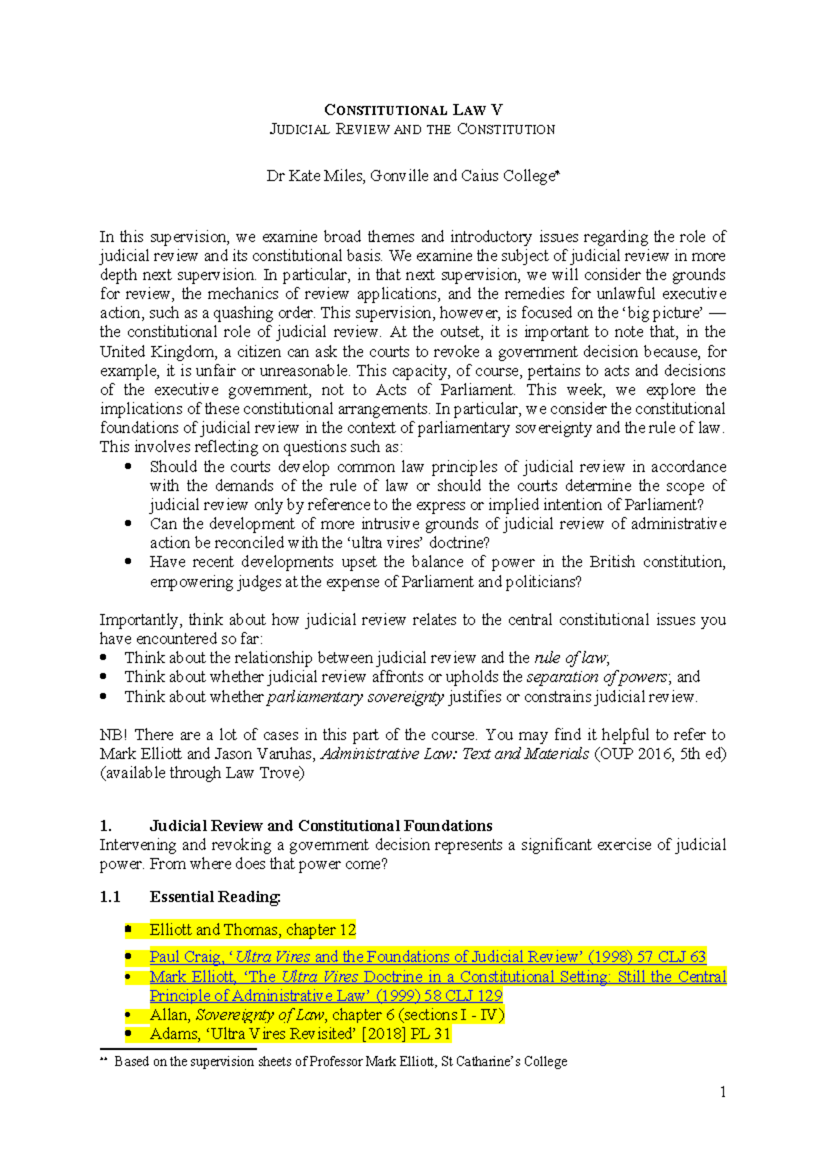 Constitutional Law V: Judicial Review & Its Constitutional Foundations ...