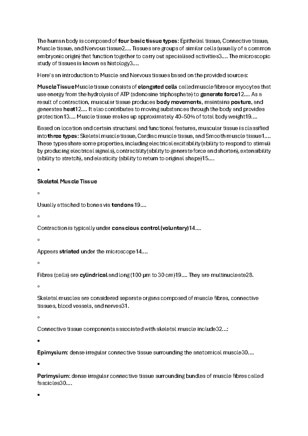 Muscle and Nervous Tissues Overview - Course Code TBD - Studocu