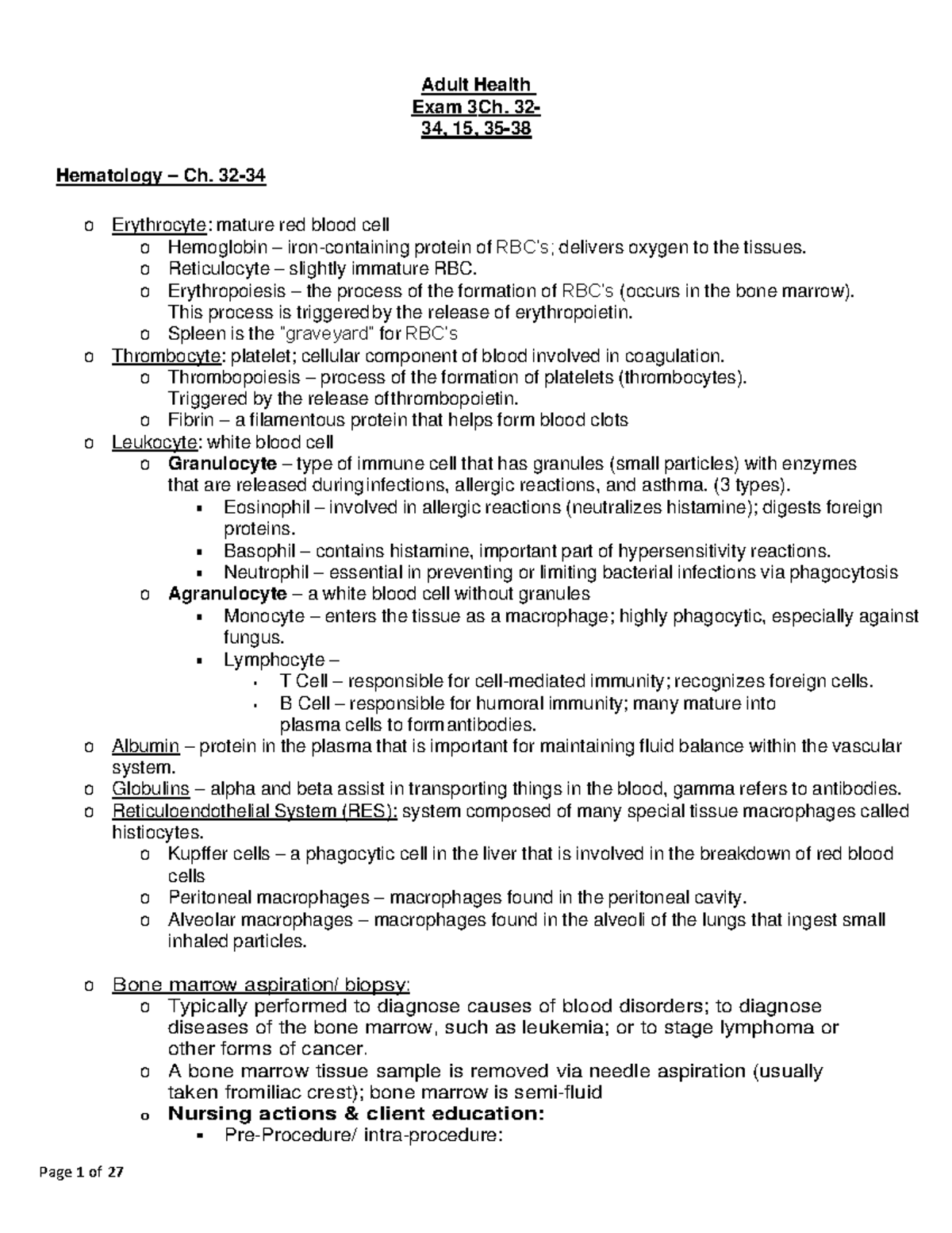 Adult Health Exam 3 1423 - Page 1 of 27 Adult Health Exam 3 Ch. 32- 34 ...