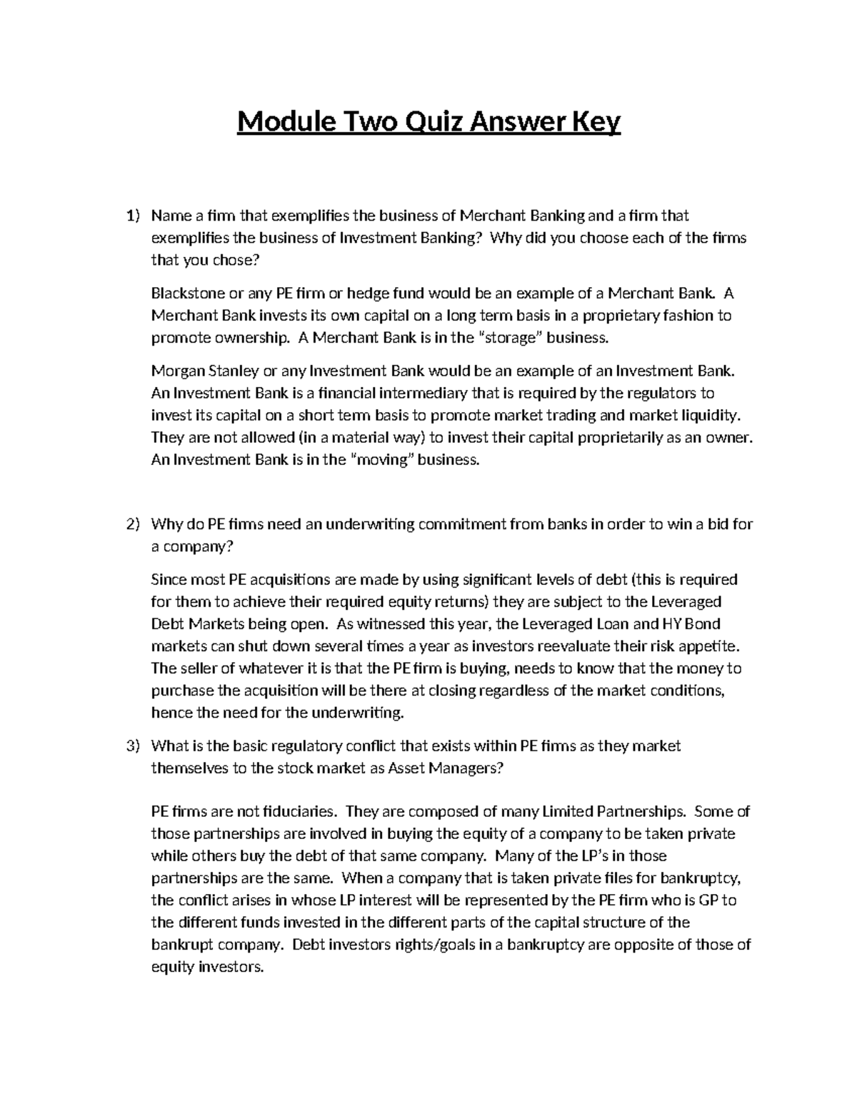 Answers for Module 2 Completion Quiz - Module Two Quiz Answer Key 1 ...