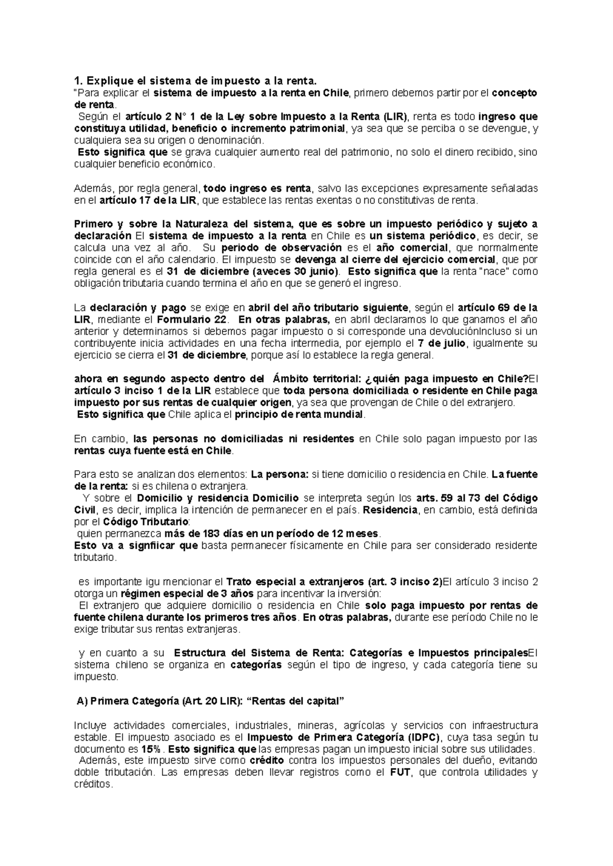 Sistema de Impuesto a la Renta en Chile: Análisis y Estructura (CED-123 ...