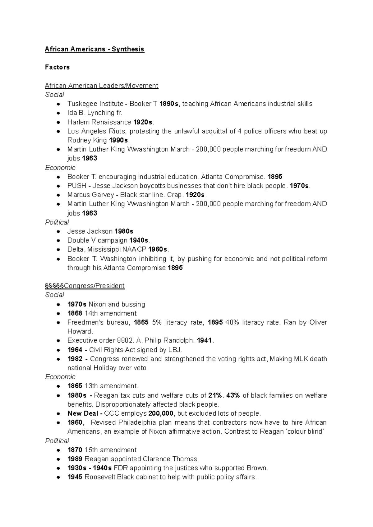 Civil Rights in the USA: OCR History Final Exam Study Notes - Document Preview
