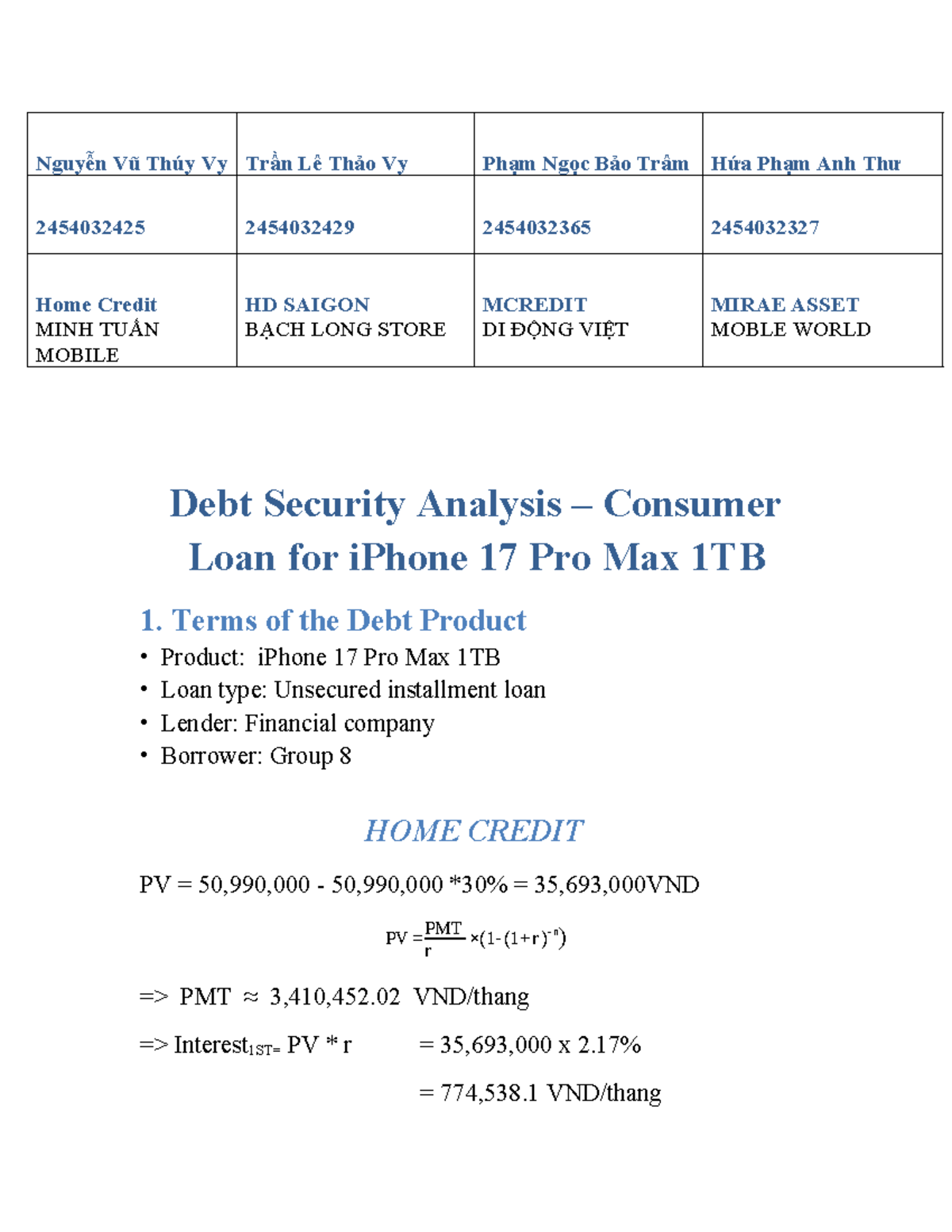 Debt Security Analysis Report - Course Code: 2454032425 - Studocu