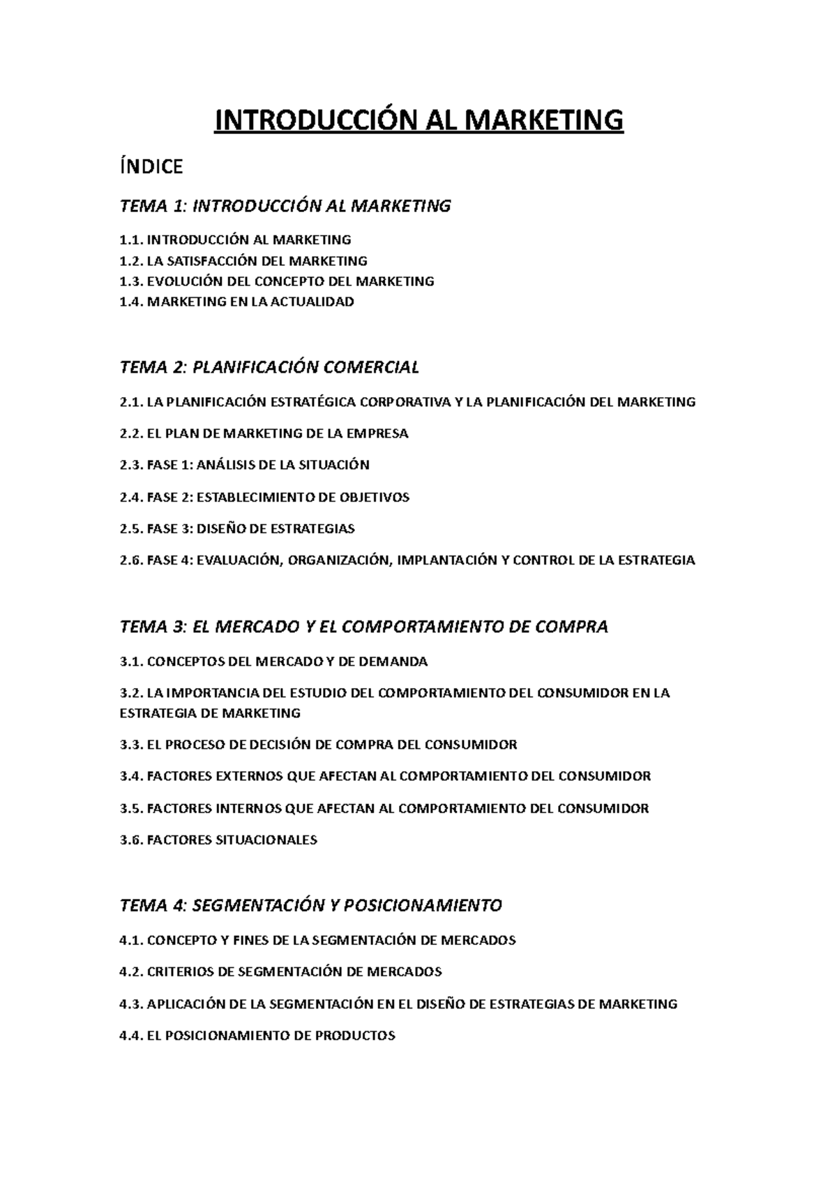 Introducción AL Marketing - INTRODUCCIÓN AL MARKETING ÍNDICE TEMA 1 ...