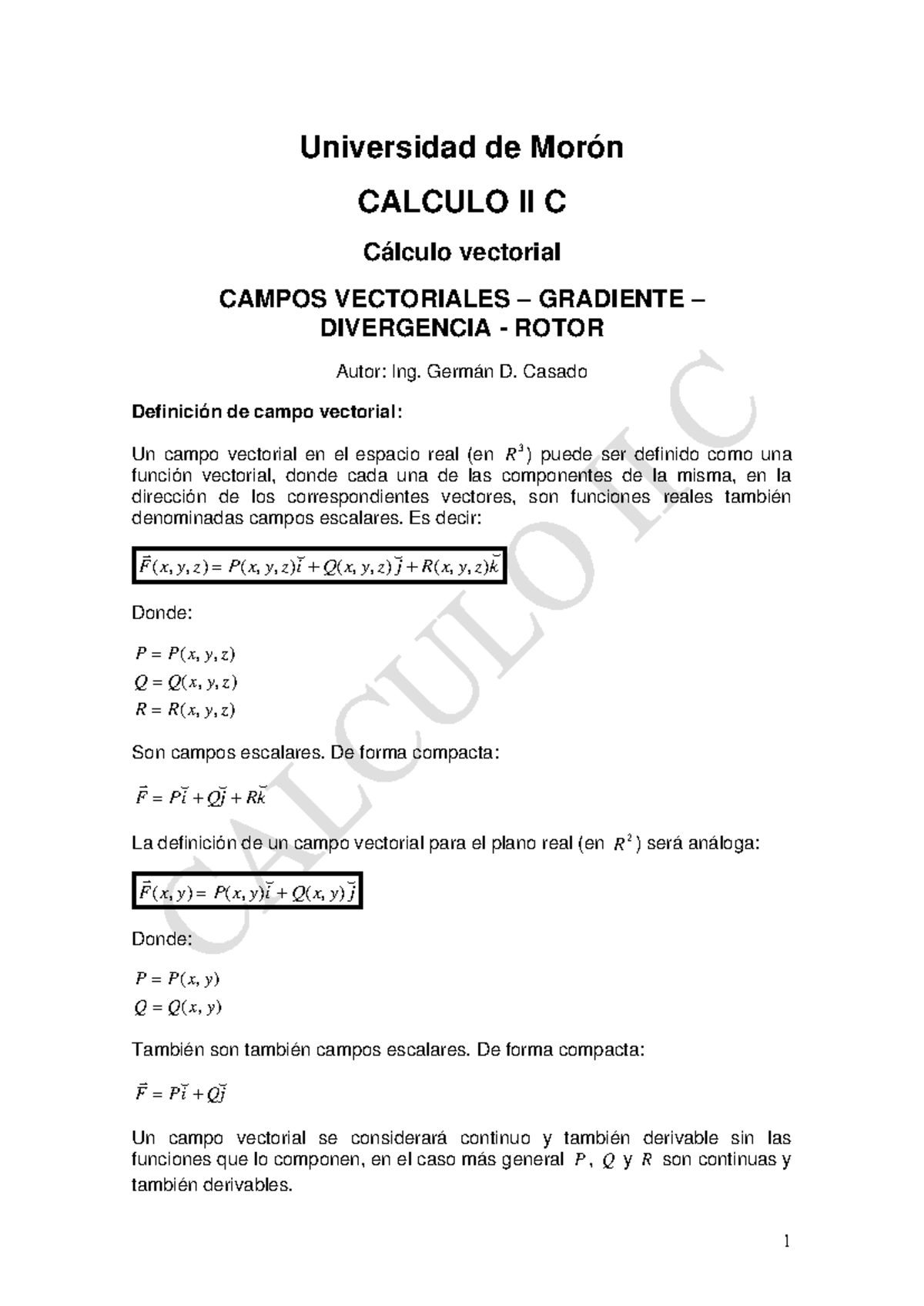 17-CALCULO II C: Campos Vectoriales, Gradiente, Divergencia y Rotor ...