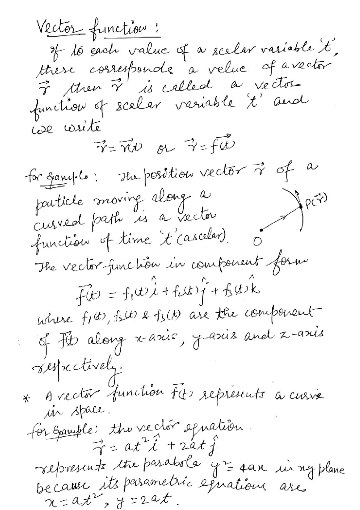 Differentiation of Vector Functions (Module I V) - Lecture 1 Notes ...