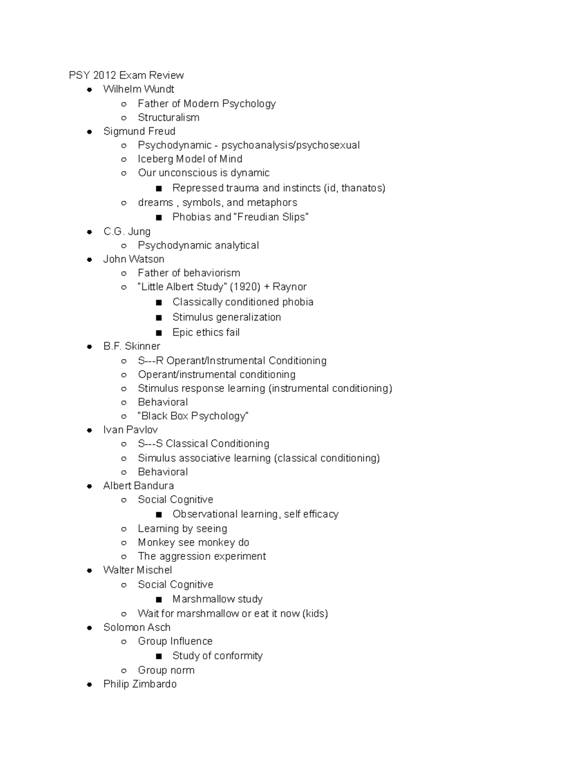 PSY2012 Comprehensive Final Exam Review Notes - Studocu