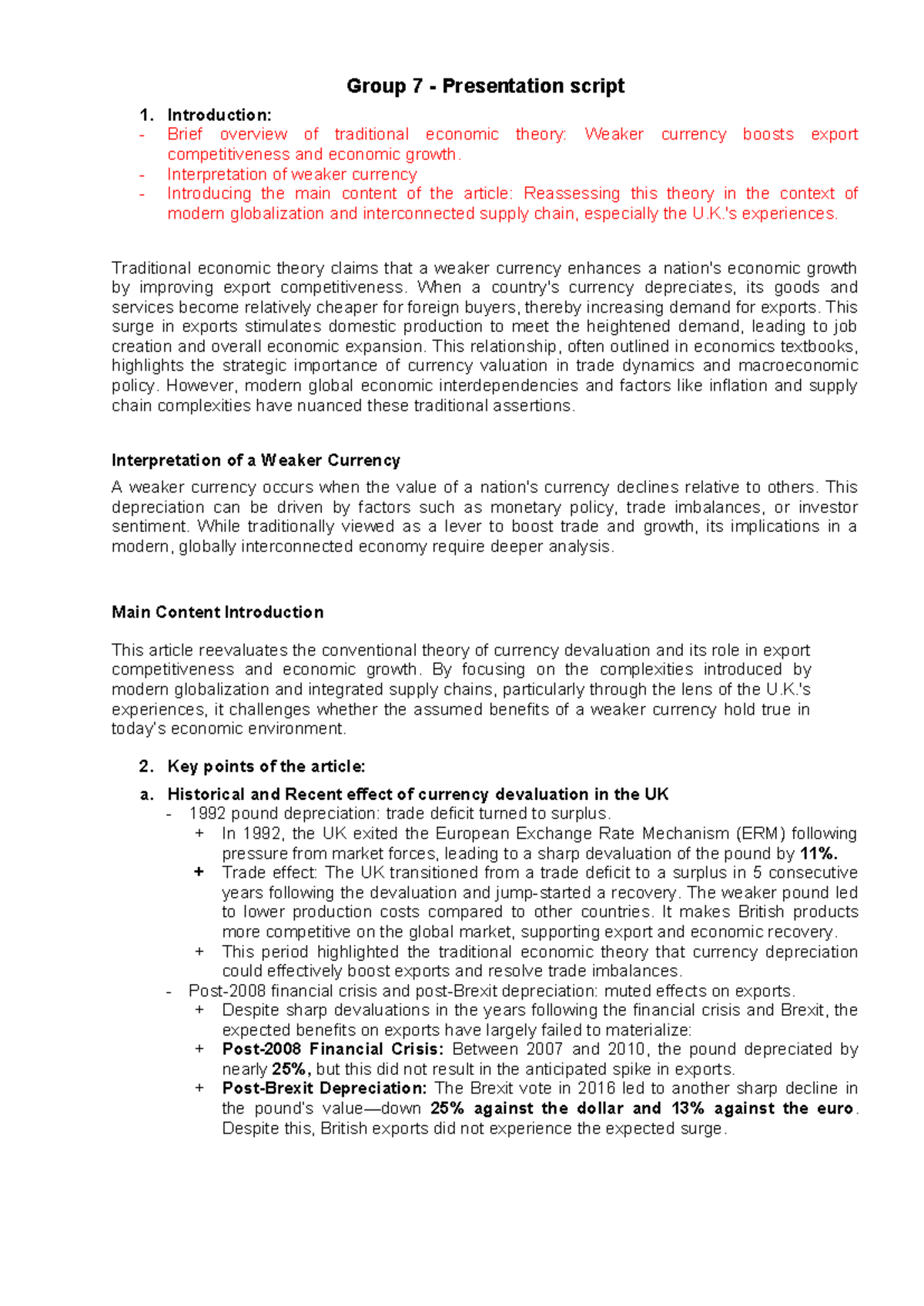 IB - Group 7 - EMBA 23 - Essay on Trade and Currency Devaluation - Studocu
