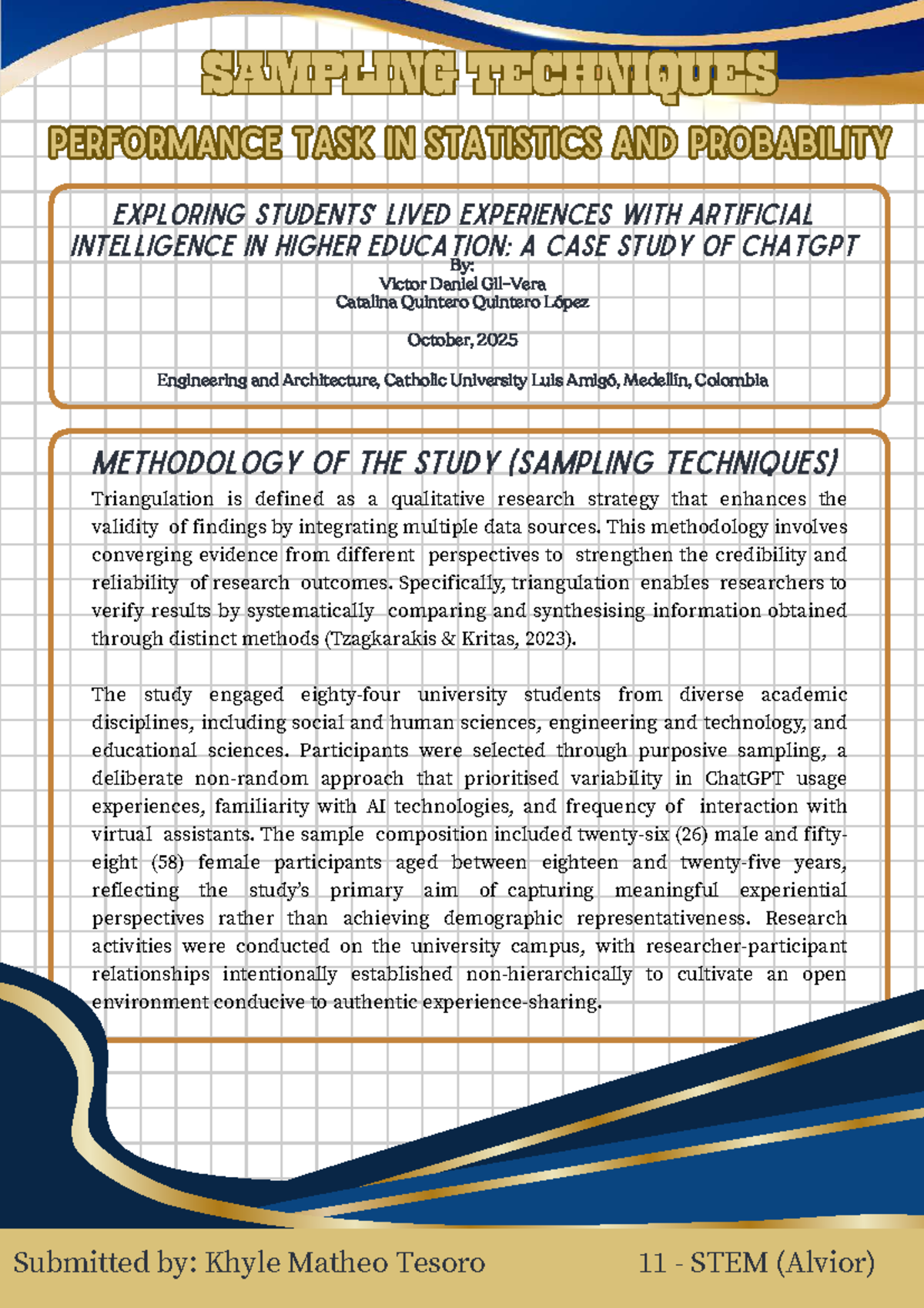 SAMPLING TECHNIQUES PERFORMANCE TASK: AI in Higher Ed Case Study - Studocu