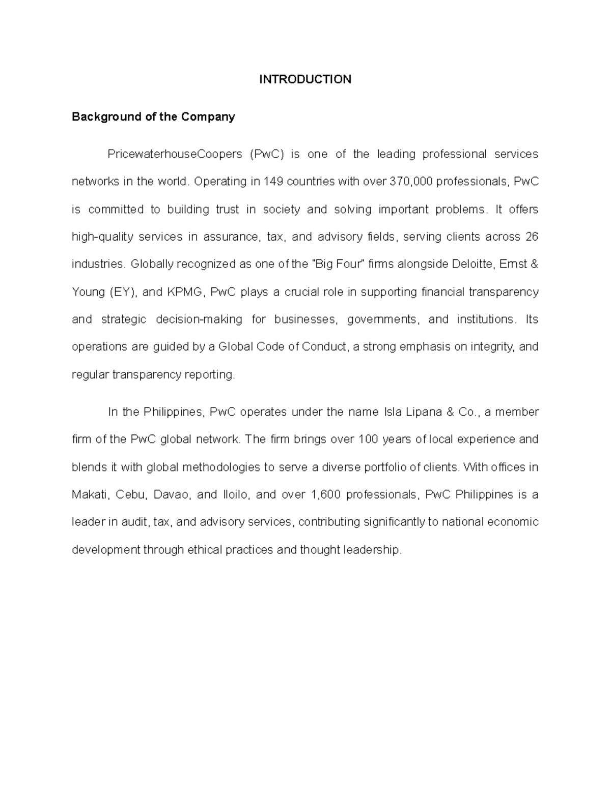 GR4 - Comprehensive Overview of PwC's Operations and Quality Assurance ...