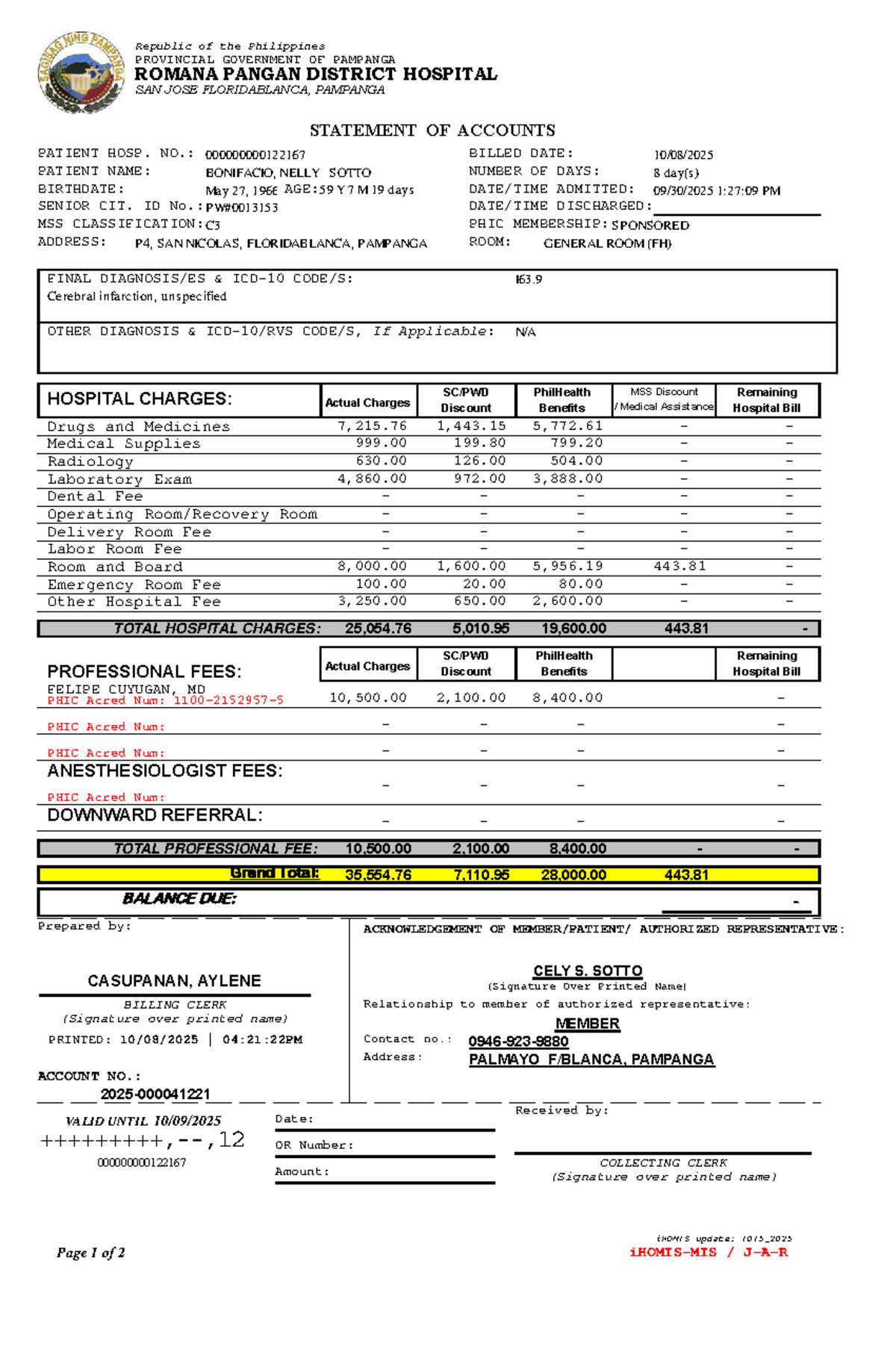Statement of Accounts for Nelly Sotto - Romana Pangan District Hospital ...