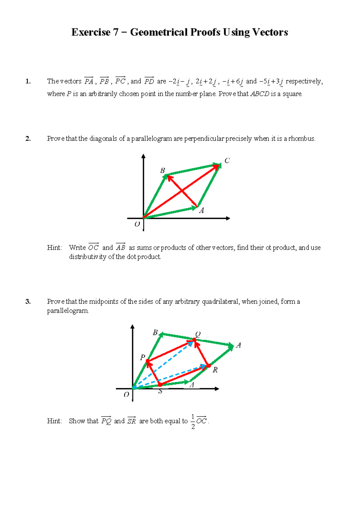 Vectors - Exercise 7: Geometrical Proofs and Vector Methods - Studocu