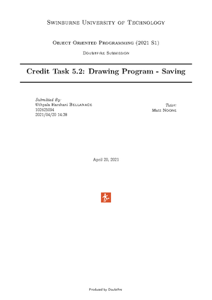 2.1 pass task for Object Oriented Programming Instructions - Faculty of ...