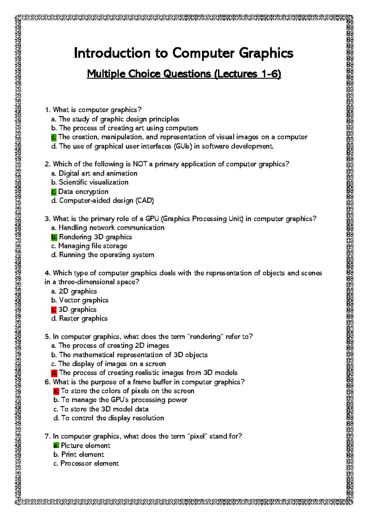 Computer Graphics (CG101) Lecture Notes on Bresenham's Line Algorithm ...