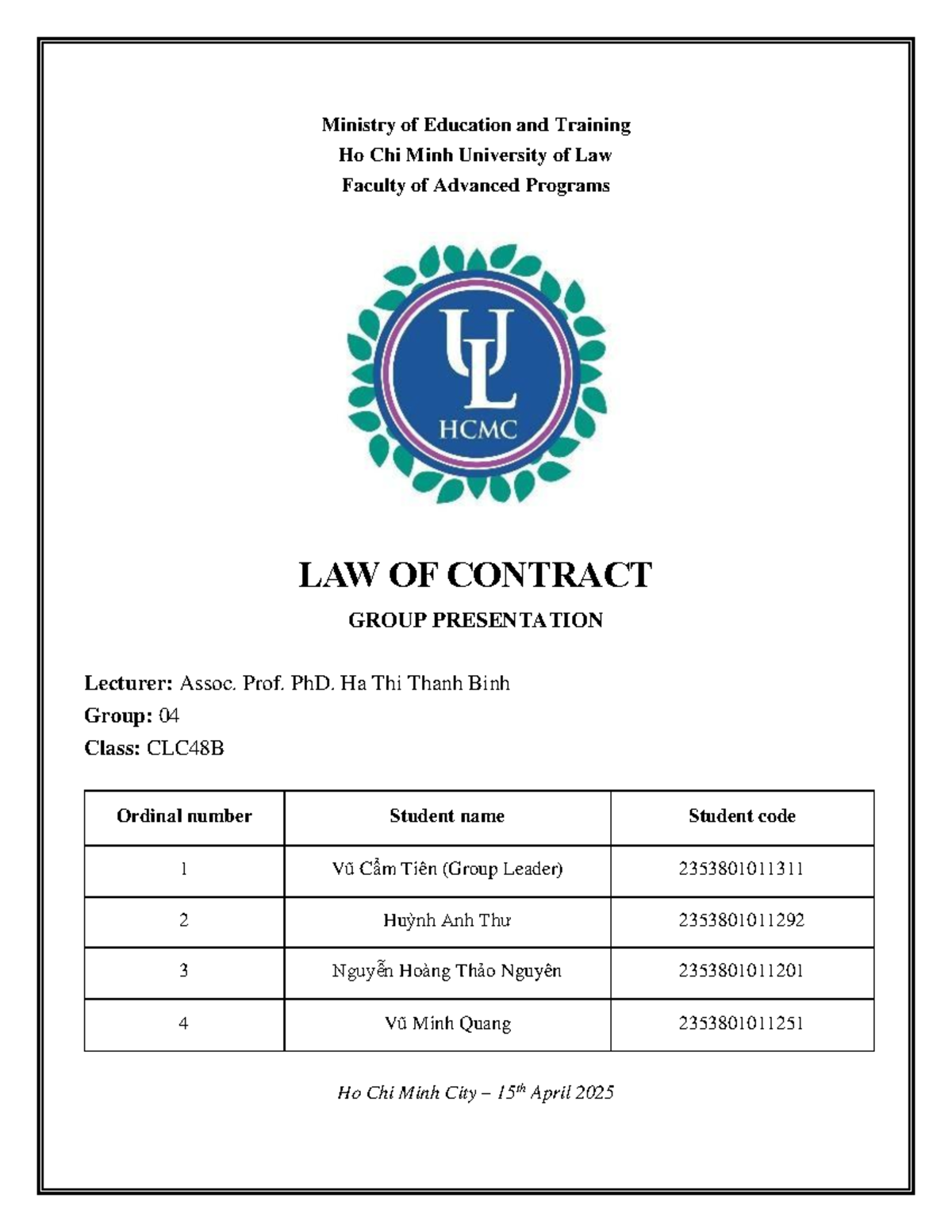 LAW CLC48B: Group Presentation on Contract Law Analysis - Studocu