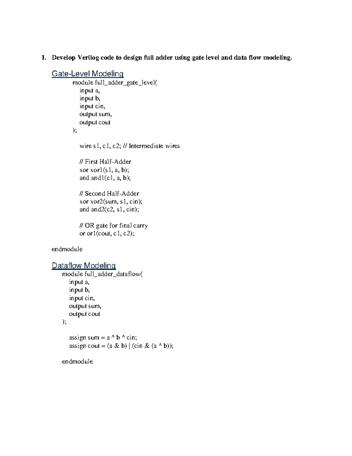 Unit 5: Verilog Code Design for Digital Circuits - Lecture Notes - Studocu
