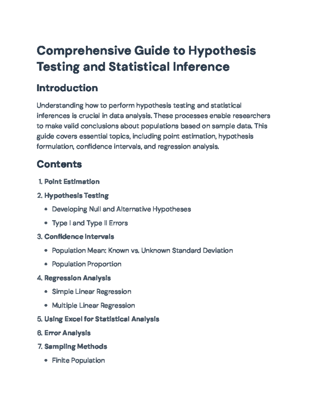 Statistical Inference: Hypothesis Testing and Analysis Guide (Course ...