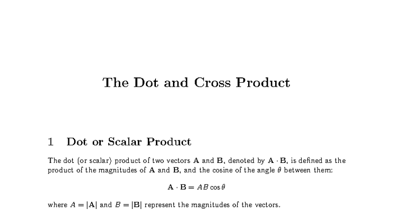 MAT104 Lecture 07: Dot and Cross Product Explained - Studocu