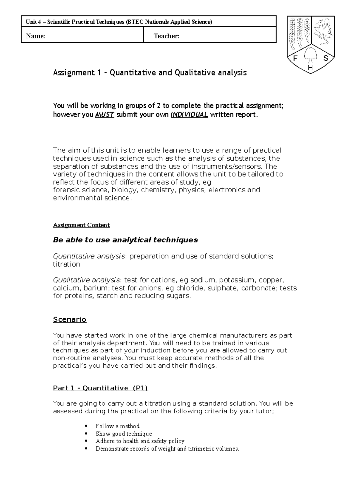 Assignment 1 - SPT - Qualitative & Quantitative Analysis Guide - Studocu