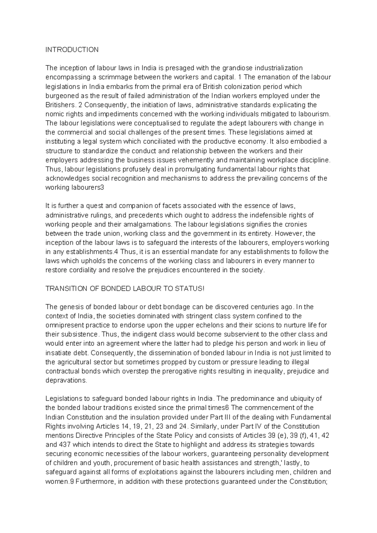 Labour Law Project: Abstract on Bonded Labour Practices in India - Studocu