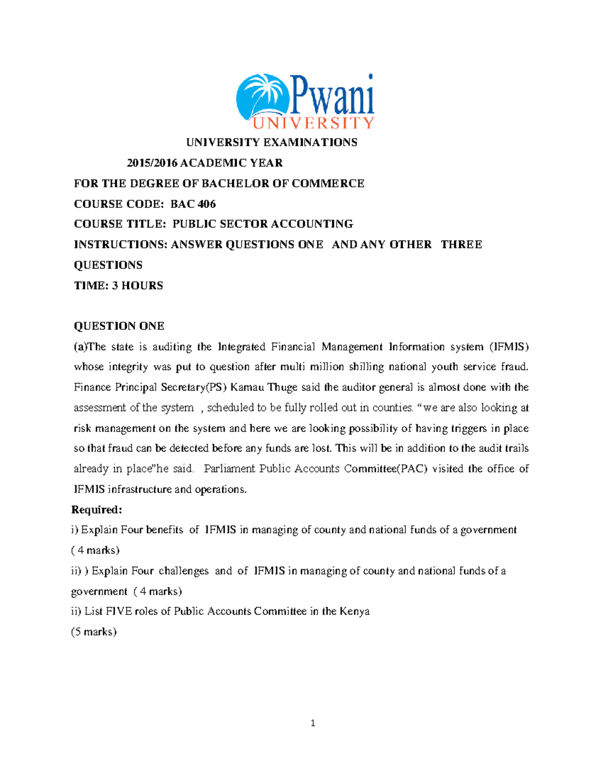 BAC 406 - Final Exam: Public Sector Accounting Insights and Challenges ...