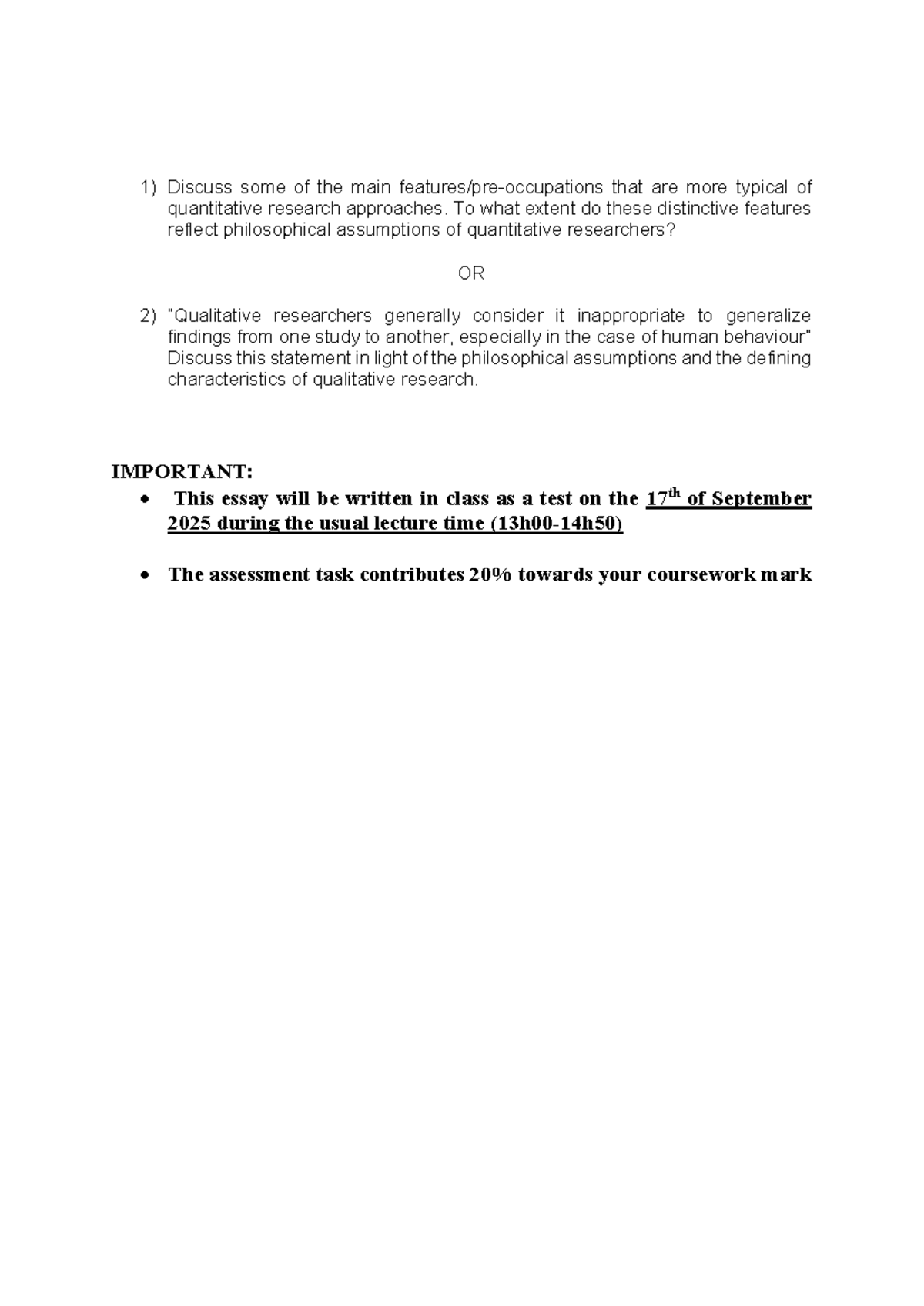 Assignment 1 - Discuss some of the main features/pre-occupations that ...