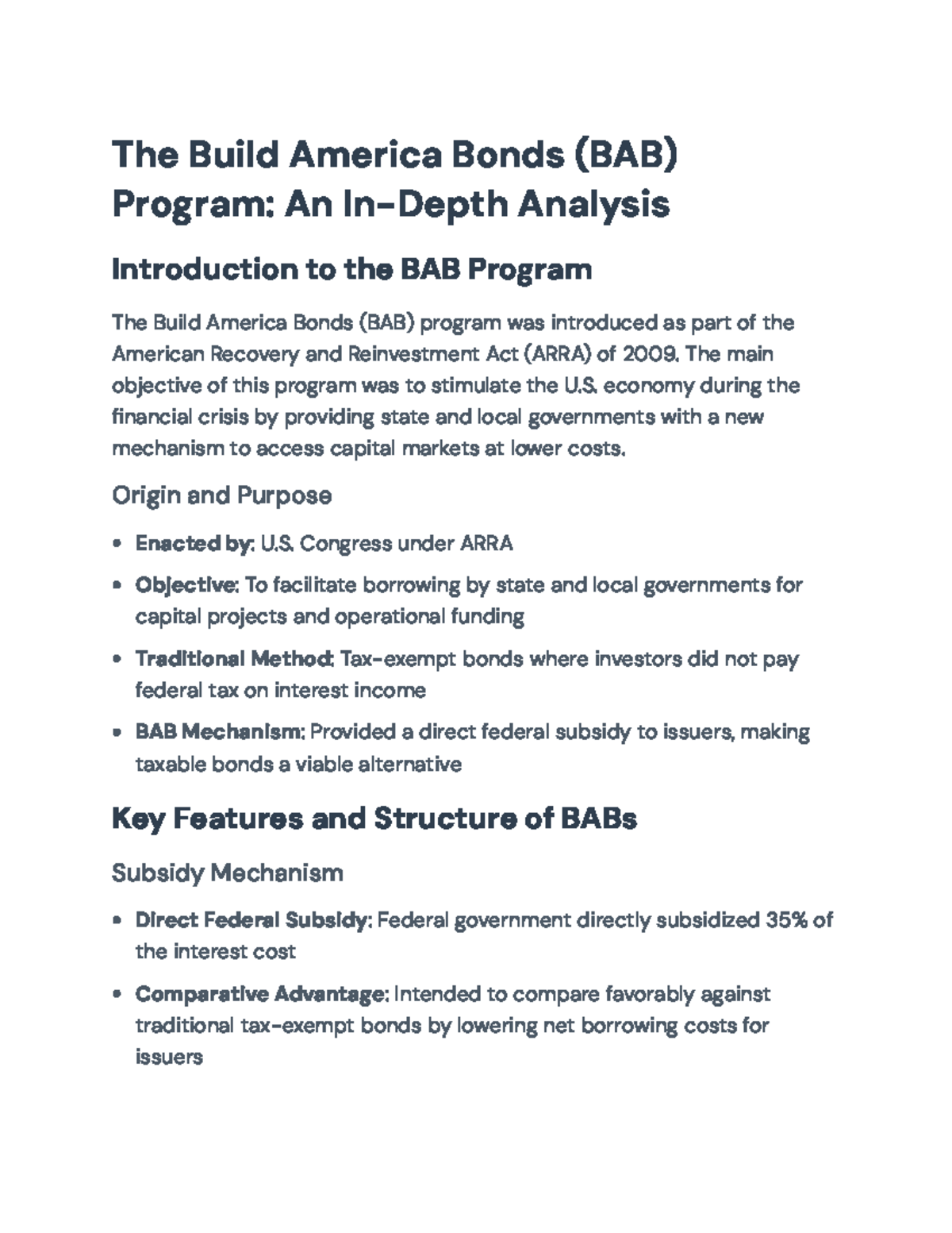 BAB Program: In-Depth Analysis of Build America Bonds Implications ...