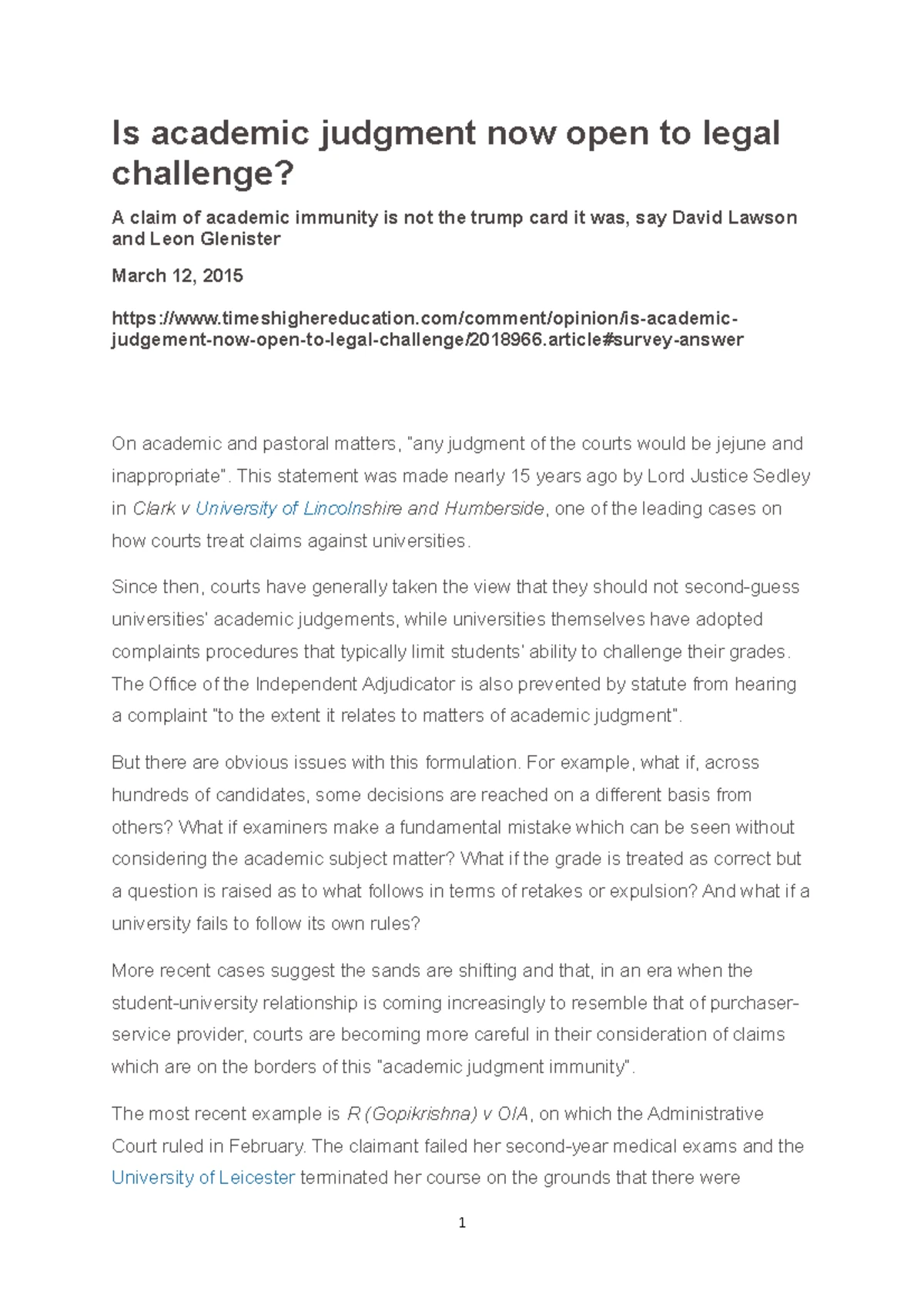 Final Exam Memo: Advice on International Dispute Resolution Law (LLM ...