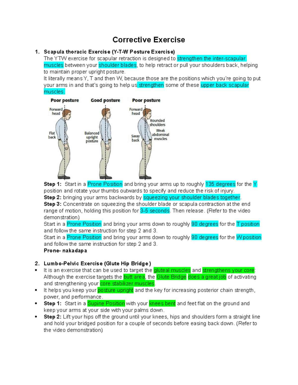 Midterm Exercise Notes for Corrective Techniques and Joint Mobility ...