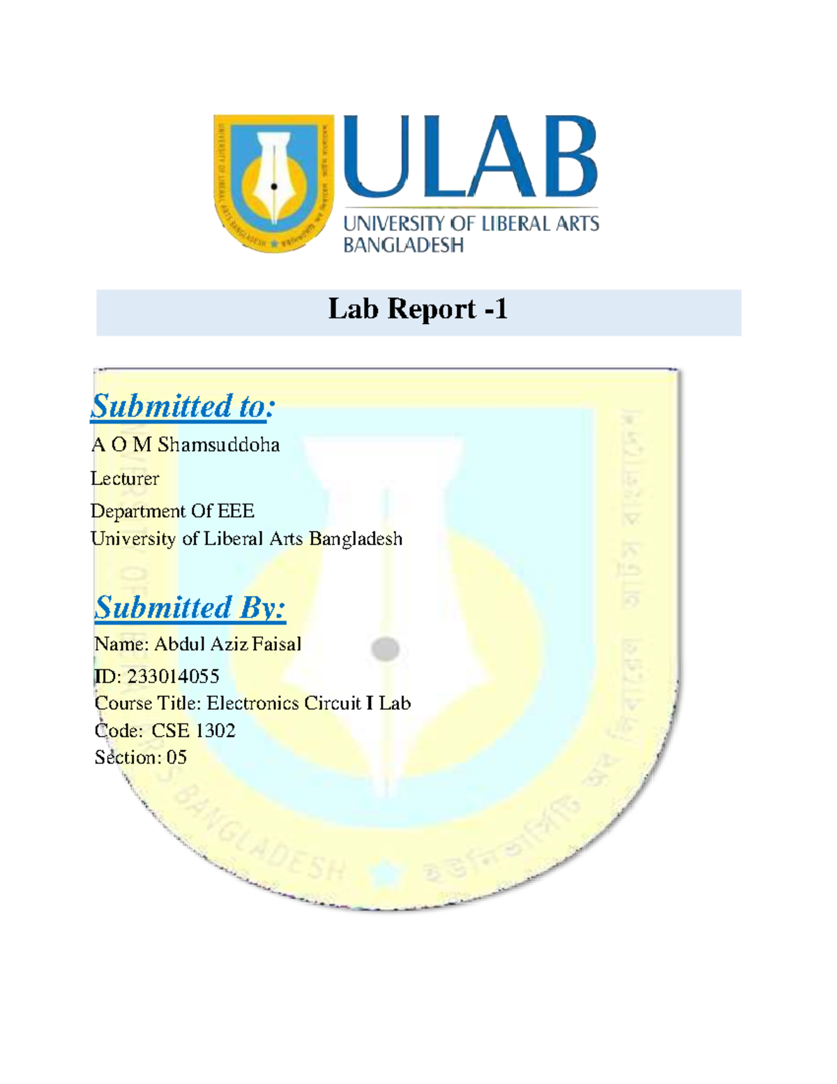 Lab report study of semiconductor diode characteristics cse 1302