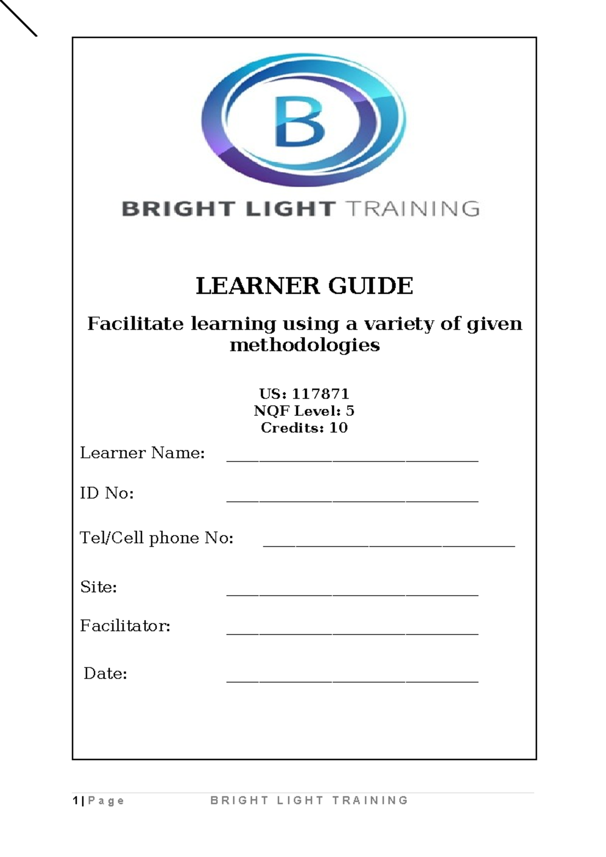 117871 - Learner Guide for Facilitating Diverse Learning Methodologies ...