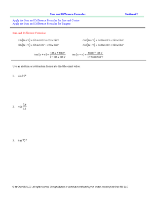 Double-Angle, Power-Reducing, and Half-Angle Formulas Notes (Math 101 ...