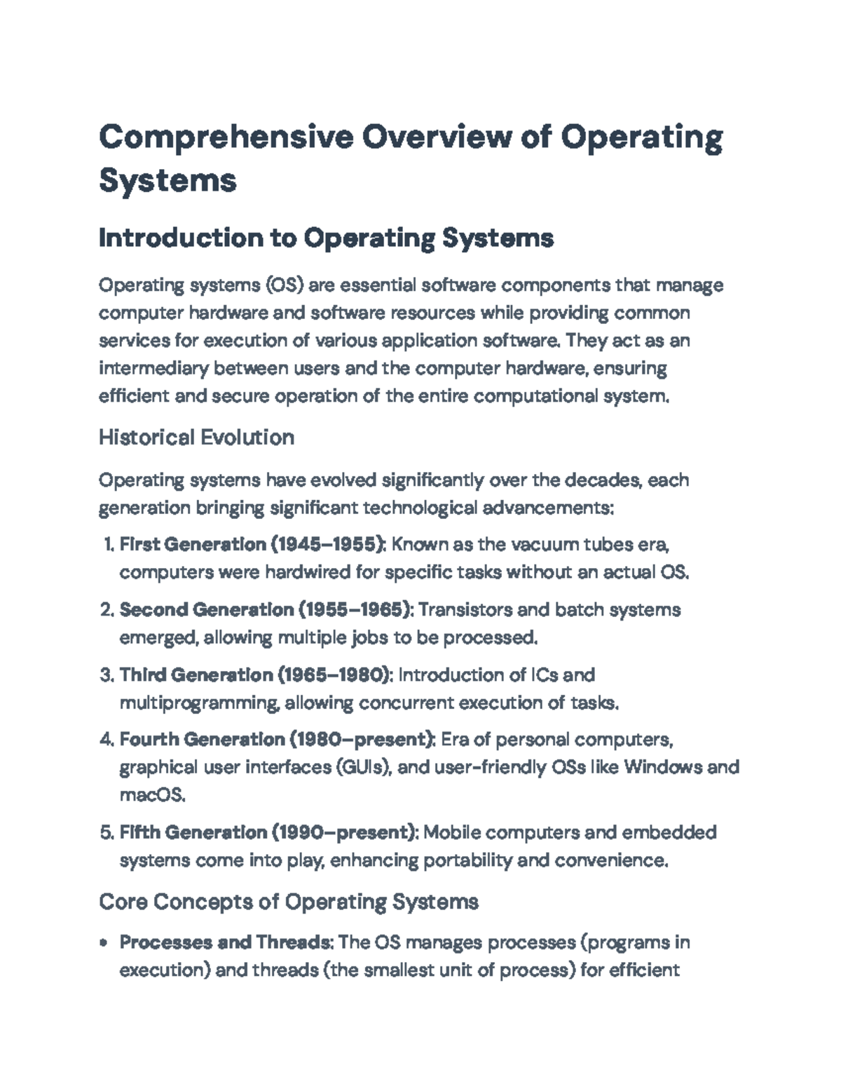 Comprehensive Study of OS Concepts and Cases for CS101 Final Exam - Studocu