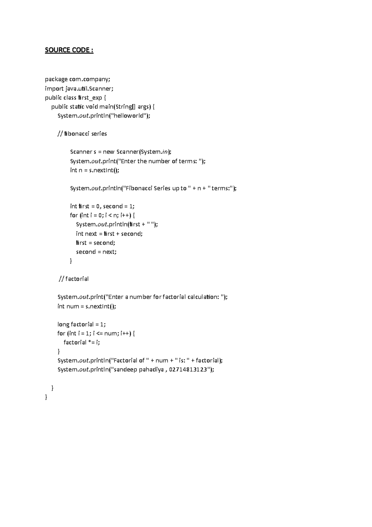 JAVA FILE - Experiments in Fibonacci & Matrix Multiplication - Studocu